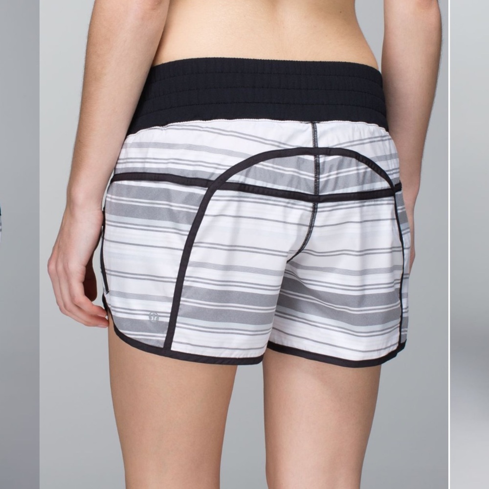 lululemon athletica Women's Striped Black and White Athletic Shorts